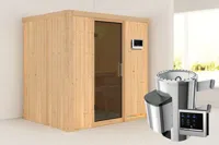 Karibu | Fanja Sauna | Antracietglas | Biokachel 3,6 kW Externe Bediening - thumbnail