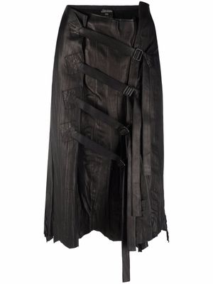 Jean Paul Gaultier Pre-Owned jupe en cuir à boucle (années 1990) - Marron