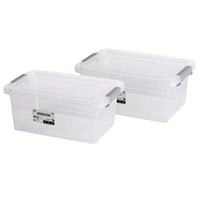 Urban Living Opberg box - 2x - 5 liter - 30 x 20 x 13 cm - met deksel en clips - waterdicht