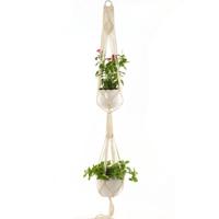 Dubbeldeks O Type Macrame opknoping bloem potten decoratie binnen buiten gevlochten touw opknoping Planter Plant houder