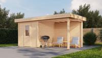 Lugarde Select Modern tuinhuis met overkapping Vught 250x250cm + 300cm - Onbehandeld- Plat dak- - Lugarde Select