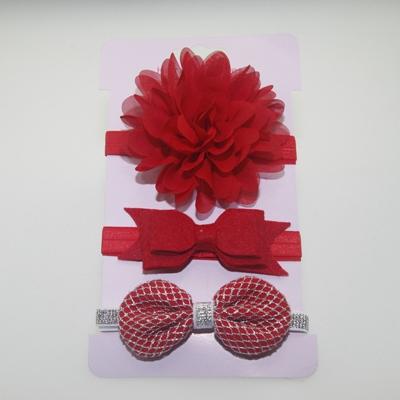 3 in 1Children Bow bloem hoofdband haar band haar ring Lees Tiara (rood)