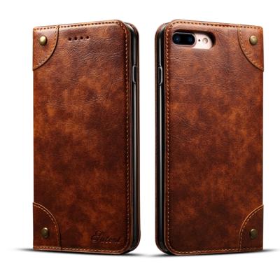 Voor iPhone 8 plus/7 plus barokke eenvoudige horizontale Flip lederen draagtas met houder & kaartsleuven & portemonnee (licht bruin)