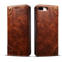 Voor iPhone 8 plus/7 plus barokke eenvoudige horizontale Flip lederen draagtas met houder & kaartsleuven & portemonnee (licht bruin)