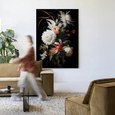 Urban Cotton Wandkleed 'Flower Selection' 80 x 110cm in Frame - black