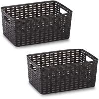 Opbergmand - 2x - Kastmand - rotan kunststof - donkerbruin - 10 Liter - 22 x 33 x 16 cm