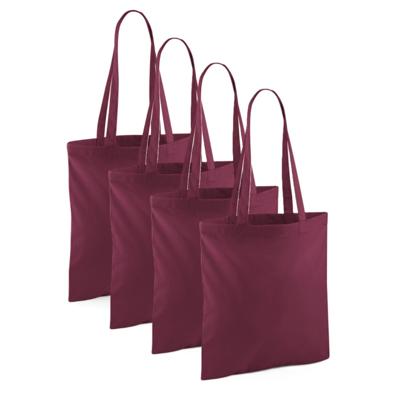 10x Katoenen schoudertassen draagtasje bordeaux rood 42 x 38 cm