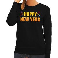 Happy new year trui/ sweater zwart voor dames - thumbnail