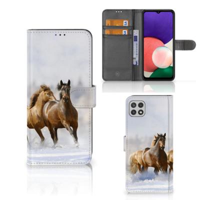 Samsung Galaxy A22 5G | Telefoonhoesje | Met pasjeshouder | Paarden