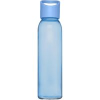 Glazen waterfles/drinkfles transparant blauw met schroefdop met handvat 500 ml