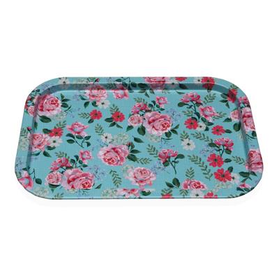 Dienblad Versa Blauw Blommor 23 X 1,5 X 34 CM