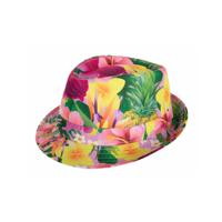 Verkleed hoedje voor Tropical Hawaii party - bloemen print - volwassenen - Carnaval/thema feest - thumbnail