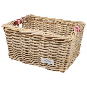 Rieten Fietsmand L Red Checker grijs