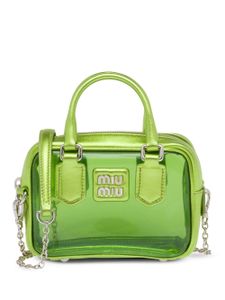 Miu Miu sac à bandoulière transparent à bords en cuir - Vert