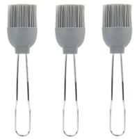 Lily Cook Bakkwasten - 3x - siliconen/metaal - flexibel - invetten - invetkwast - 22 cm - grijs