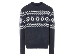 LIVERGY Gebreide heren trui (Donkerblauw/wit, XXL)
