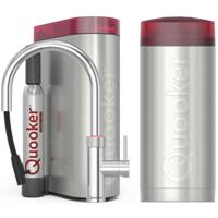 Quooker Flex Round Keukenkraan Set - Kokend Warm- en Koud Water - Uittrekbare Slang - Chroom - Inclusief COMBI+ Reservoir & CUBE - Direct Gekoeld Bruisend Water