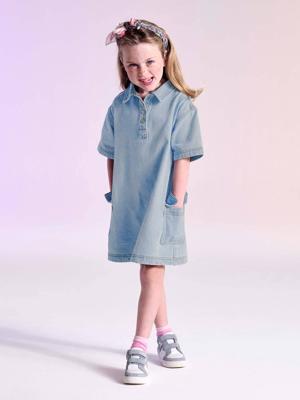 Jeans meisjesjurk lichtblauw