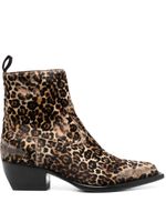 Golden Goose leopard-print 50mm distressed boots - Marron - thumbnail