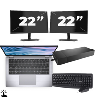 Dell Latitude 7410 - Intel Core i5-10e Generatie - 14 inch - Touch - 16GB RAM - 256GB SSD - Windows 11 Home + 2x 22 inch Monitor