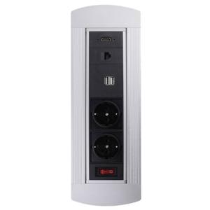 LEDmaxx 105950 Stopcontact (inbouw) Met HDMI, Met schakelaar, Met USB, Met Cat6-bus IP20 Zwart, Chroom