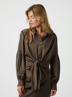 Neo Noir Naja Satin Shirt | Brown