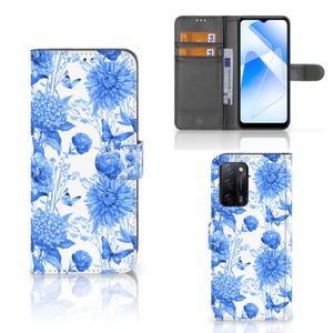 Hoesje voor OPPO A16/A16s/A54s Flowers Blue