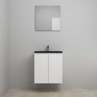 On-Line Badkamermeubelset - 60 cm - Voorgemonteerd - Greeploze Ladestructuur - Acryl Wastafel - 1 Kraangat - Spiegel - Hoogglans Wit