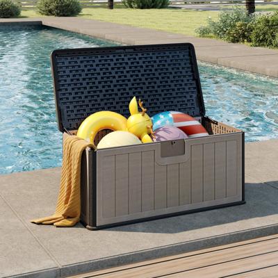 Tuinbox 378 L Kussenbox Waterdicht voor de Tuin met Sleutelbare Deksel Opbergbox voor Kussens & Tuingereedschap Zwart+Bruin