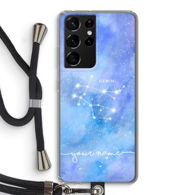 Sterrenbeeld - Licht: Samsung Galaxy S21 Ultra Transparant Hoesje met koord