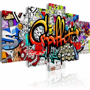 Schilderij - Kleurrijke stijl, Graffiti , multikleur , wanddecoratie , premium print op canvas