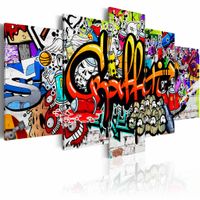Schilderij - Kleurrijke stijl, Graffiti , multikleur , wanddecoratie , premium print op canvas