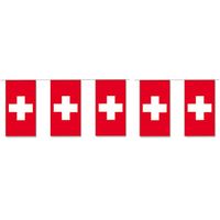 Papieren slinger vlaggetjes Zwitserland 4 meter   -