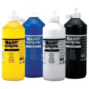 Voordeel set van 4x kleuren plakkatverf waterbasis van 4x 500 ml