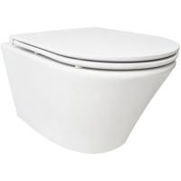 Wiesbaden Vesta Wandcloset Rimless met Flatline Toiletzitting - Softclose en Quick Release - Mat Wit