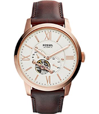 Horlogeband Fossil ME3105 Leder Bruin 22mm
