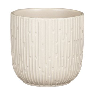 Plantenpot/bloempot keramiek mat wit stripes patroon - D14/H13 cm