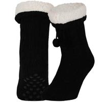 Apollo Huissloffen - dames - gebreid - slofsokken - zwart - one size maat 36/41 - fleece Apollo Huissloffen - dames - gebreid - slofsokken - zwart - one size maat 36/41 - fleece