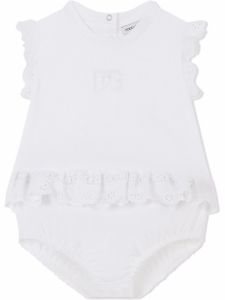 Dolce & Gabbana Kids barboteuse en broderie anglaise - Blanc