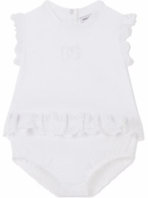 Dolce & Gabbana Kids barboteuse en broderie anglaise - Blanc