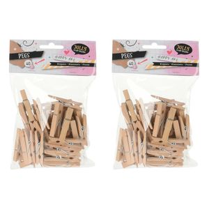 200x Hobby mini wasknijpers - naturel - dennenhout - 4,5 cm