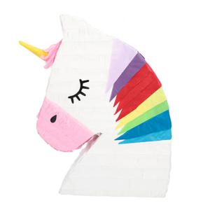 Pinata Eenhoorn - wit/roze - papier - 45 x 33 x 8 cm - feestartikelen verjaardag   -