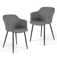 Fauteuil Set van 2 Gestoffeerde Lounge Fauteuil Zithoogte 46 cm 4 Metalen Poten voor Woonkamer Eetkamer Laadvermogen 150 KG Grijs
