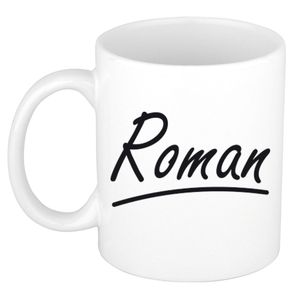 Naam cadeau mok / beker Roman met sierlijke letters 300 ml