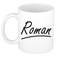 Naam cadeau mok / beker Roman met sierlijke letters 300 ml   - - thumbnail