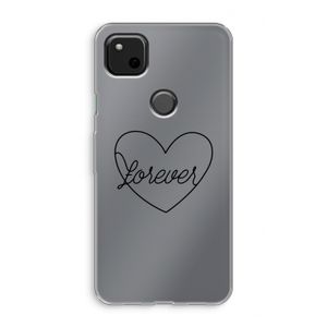 Forever heart black: Google Pixel 4a Transparant Hoesje