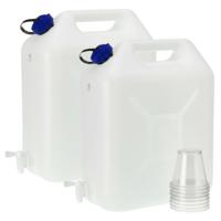 Plasticforte grote water Jerrycan - 2x - 21 liter - Kunststof - kraantje en dop - Water reservoir