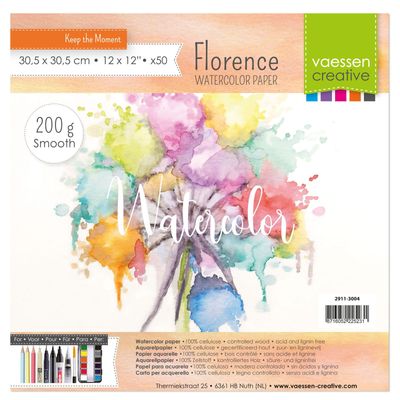 Aquarel papier schetsboek 50 vellen 200 gram 30,5 x 30,5 cm