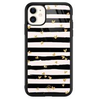 iPhone 11 glazen hardcase - Hart streepjes