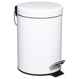 5Five Pedaalemmer - wit - metaal - 3L - 25 cm - voor badkamer en toilet - prullenbak